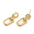 thumbnail image 2 of 5pairs Rack Plating Brass Hollow Oval Dangle Stud Earrings for Women Lead Free & Cadmium Free Long-Lasting Plated Real 18K golden Plated 30x10mm, 2 of 2
