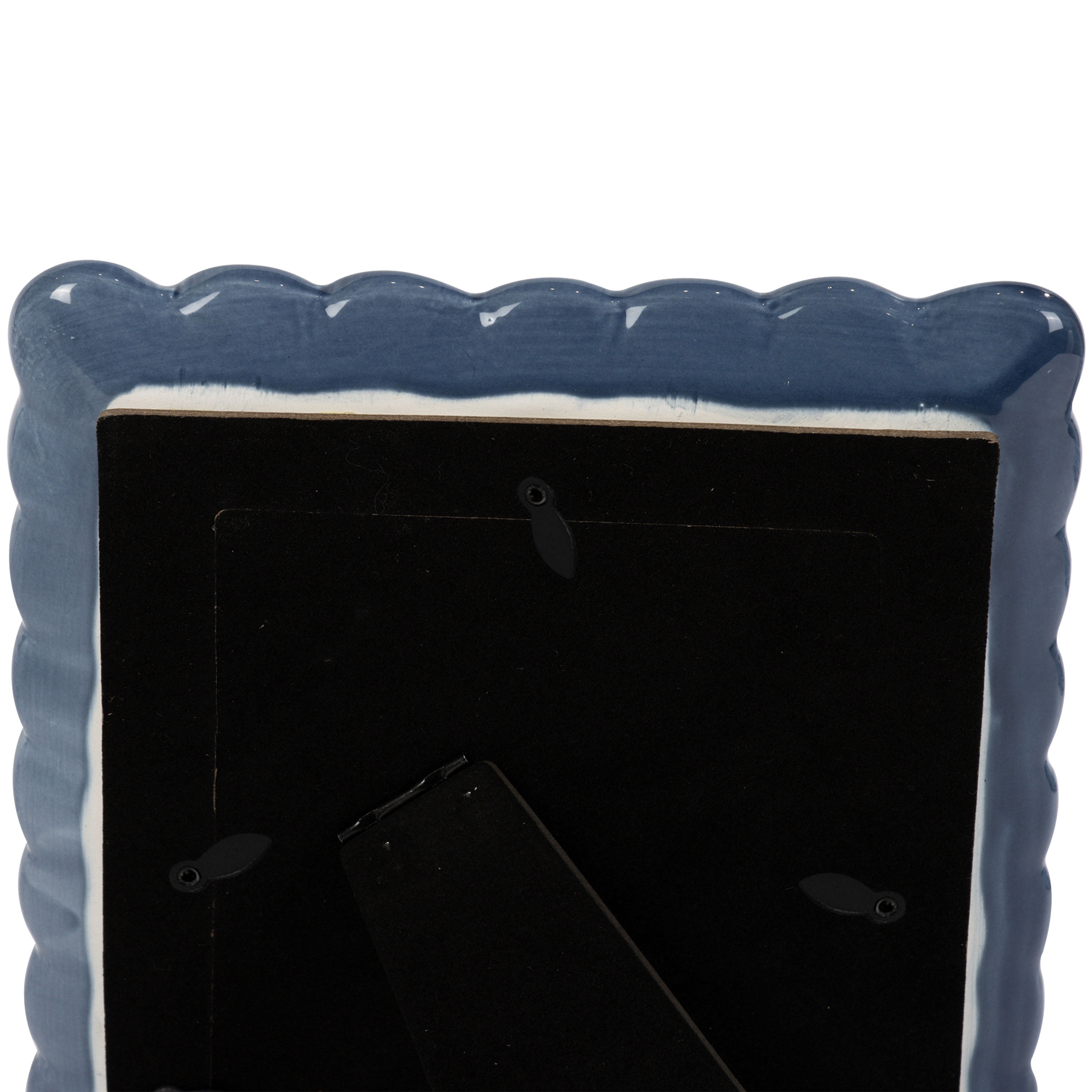 Sterling & Noble Home – 4x6 Picture Frame – Double Ruffle Dark Blue Ceramic Photo Frame