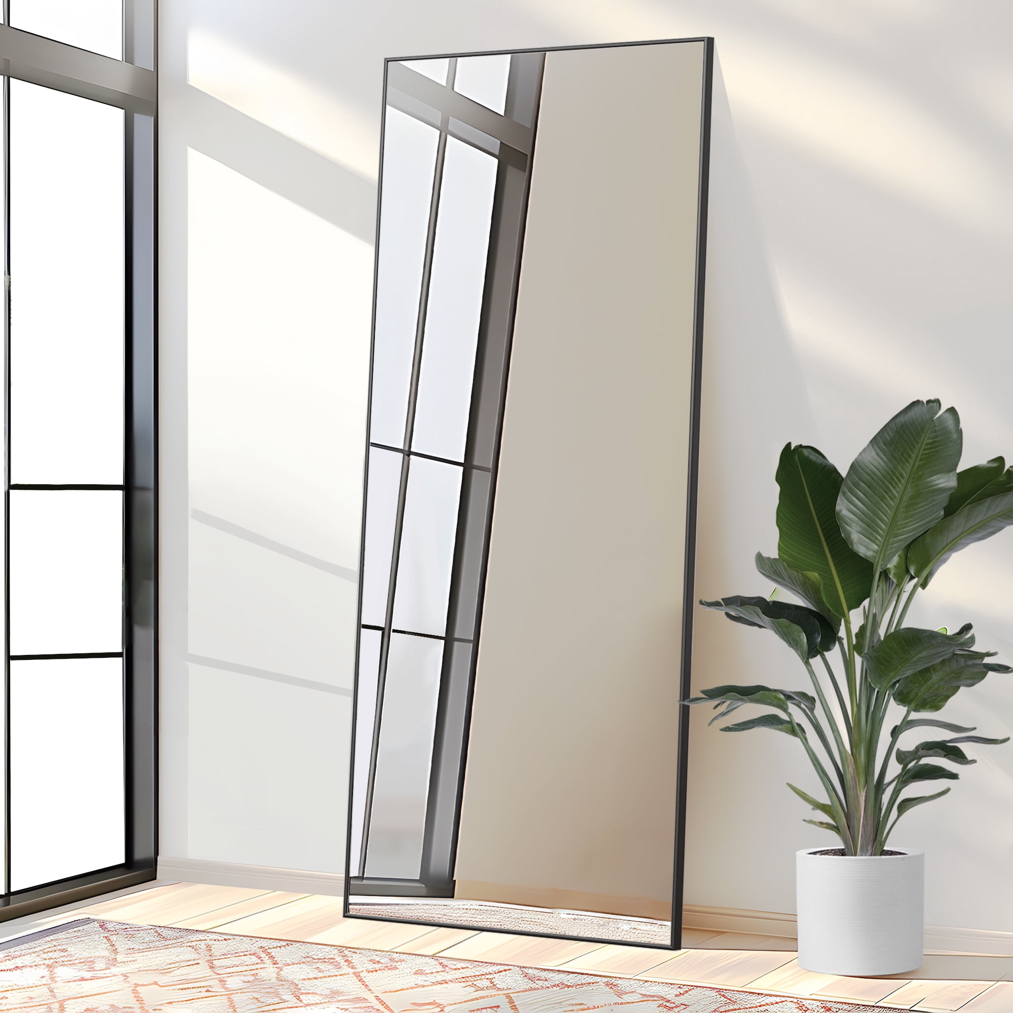 79x35 Oversized Rectangle Aluminum Alloy Frame Full Length Mirror Floor Mirror,Black