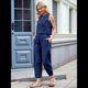 thumbnail image 5 of Conjunto de 2 Piezas de Cuadros para Mujer, para Vacaciones en la Playa, Verano, Camiseta Sin Mangas, Pantalones y Traje. Azul M, 5 of 10