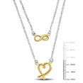 thumbnail image 2 of Everly Women's Two-Tone White and Yellow Gold Silver Infinity and Heart Charm Double Strand Necklace, 2 of 9