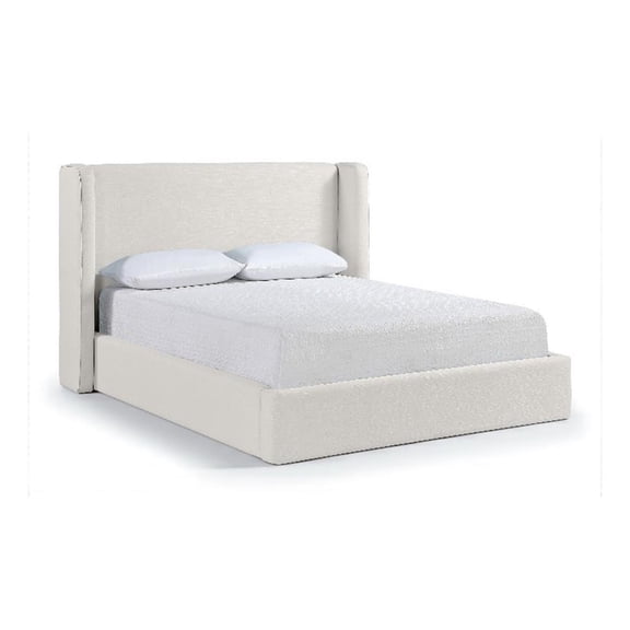 Meridian Furniture Kendall Cream Linen Textured Fabric Upholstered Full Bed