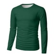 thumbnail image 6 of Dresfit Big and Tall Shirts Men Long Sleeve Thermal Tops 2025 Slim Fit Solid Color Crew Neck Athletic Shirt Fall Lightweight Knit Button Pullover Tops Army Green L, 6 of 7