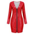 thumbnail image 3 of NECHOLOGY Ropa Interior Mujer Adulto Lenceria Sexi Body ajustado de cuero brillante con cuello alto falso para mujer, juego de rol de astronauta, fiesta rave, traje con sobremanga Rojo Grande, 3 of 6
