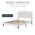 thumbnail image 6 of Einfach Queen Size Platform Bed Frame with Upholstered Velvet Vertical Headboard, White, 6 of 6