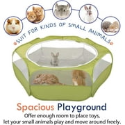 Pawaboo Small Animals Playpen, Waterproof Small Pet Cage Tent with Zippered Cover, Portable Outdoor Yard Fence with 3 Metal Rod for Kitten/Puppy/Guinea Pig/Rabbits/Hamster/Chinchillas, Green