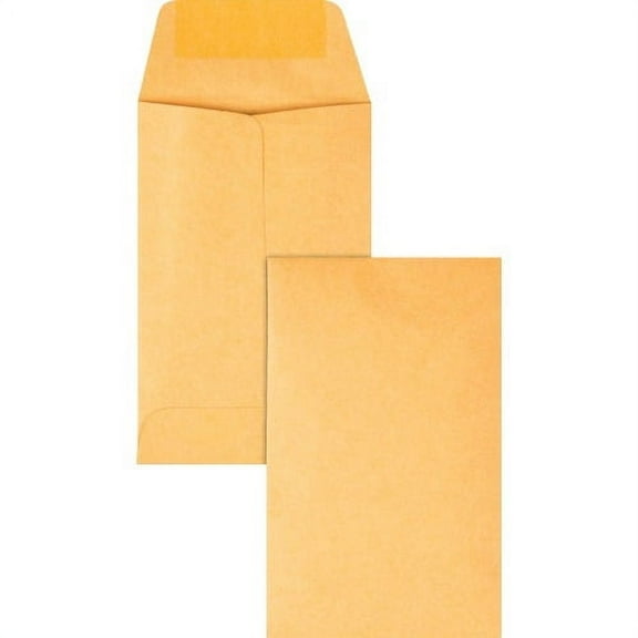 Quality Park Kraft Coin Envelopes Coin - #1 - 2 1/4" Width x 3 1/2" Length - 20 lb - Gummed - 500 / Box - Brown Kraft