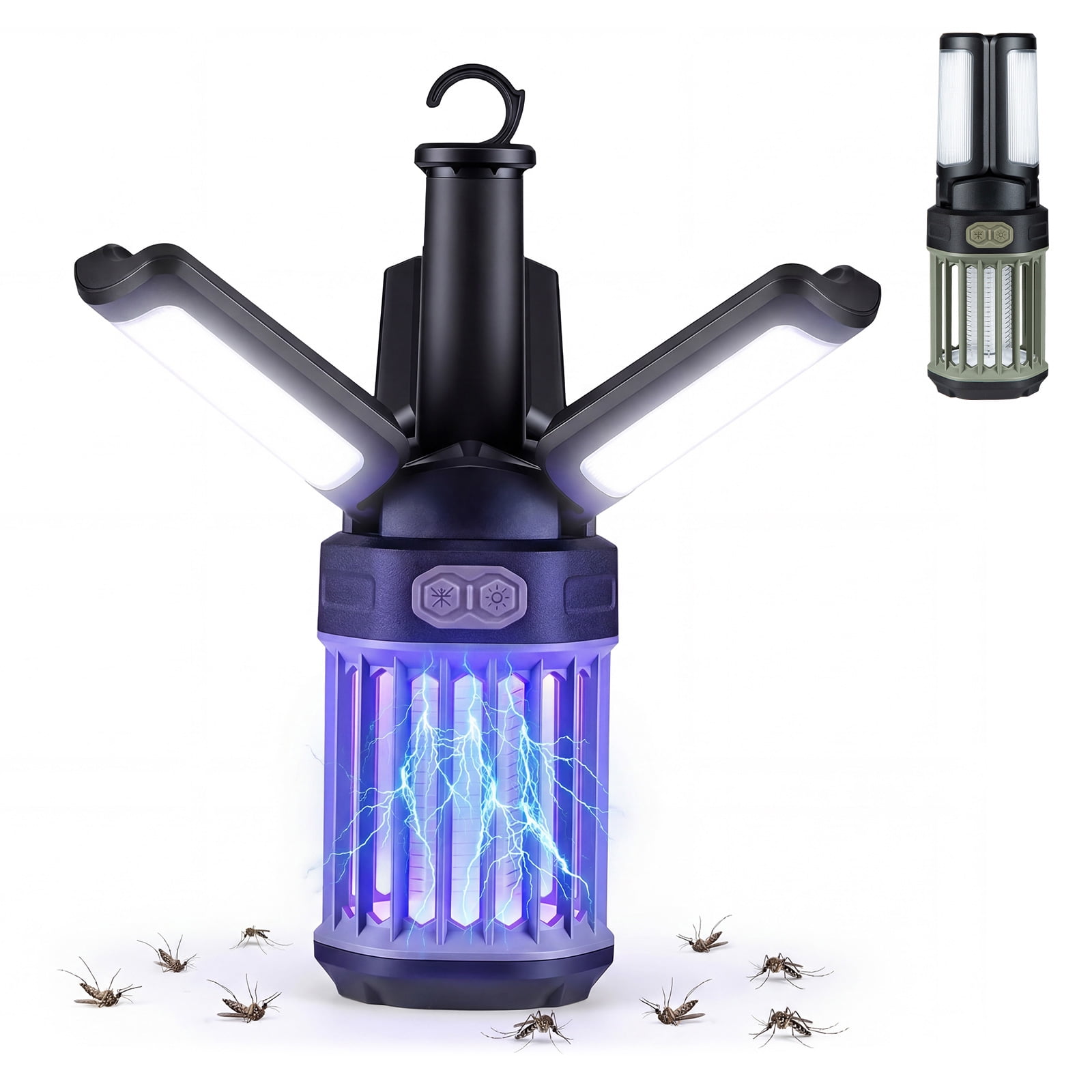 Costway Outdoor Bug Zapper w/Foldable Camping Lantern, Type-C Rechargeable for Patio