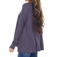 thumbnail image 3 of Women V Neck Buttons Stitched Long Sleeve Irregular Hem Knit Blouse, 3 of 5