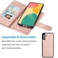 thumbnail image 4 of Galaxy S23 FE 5G Case, Samsung S23 FE 5G Wallet Magnetic Detachable with 9 Card Holder for Women Men, Luxury Leather Wristlet Strap Carrying Folio Flip Cover for Samsung Galaxy S23 FE 5G, Pink, 4 of 5