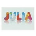 thumbnail image 1 of Julia Cutting Board, Puzzle Style Colorful Letters Pre Theme Girl Name with Roman Roots Print, Decorative Tempered Glass Cutting and Serving Board, Large Size, Multicolor, by Ambesonne, 1 of 1