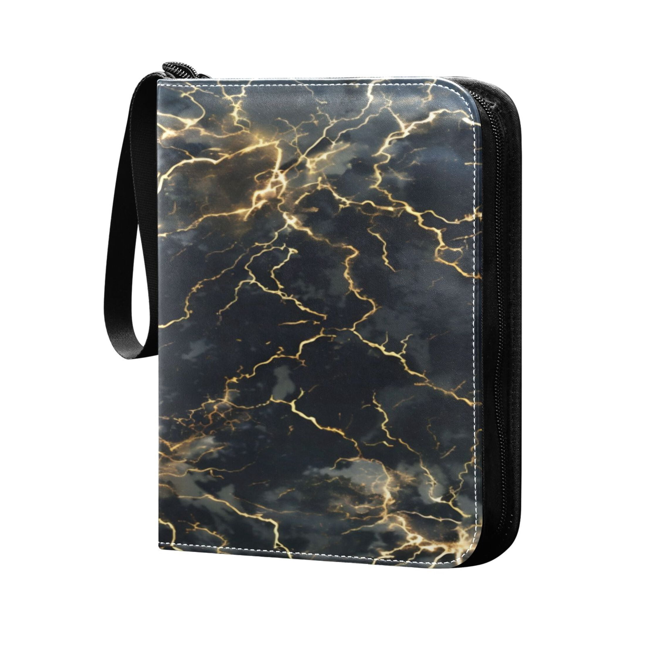 Game Card Storage Bag Collectible Trading Card Albums The 4-Pocket Card Binder With 50-Page Sleeve Can Hold 400 Game Cards Golden Lightning