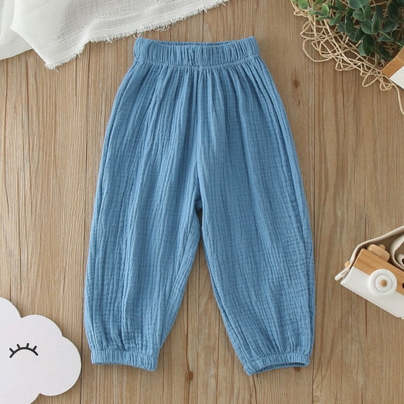 FYDUU Toddler Harem Pants Baby Girls Casual Pants Elastic Waist Summer Fall Trousers Kids Loose Bloomers Solid Color Fashion Cozy Sweatpants 110