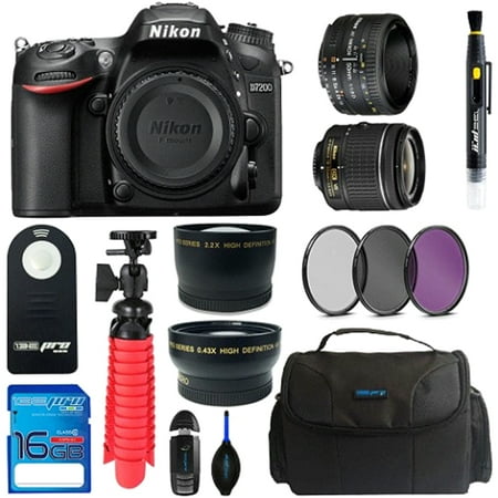 Image of Nikon D7200 DSLR Camera With Nikon AF-P DX NIKKOR 18-55mm + Nikon AF NIKKOR 50mm f/1.8D Lens + Pixi-Elements Bundle