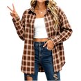 thumbnail image 5 of Tsivenald Womens Plaid Flannel Shirts Casual Roll up Long Sleeve Boyfriend Button Down Checkered Shirt, 5 of 7