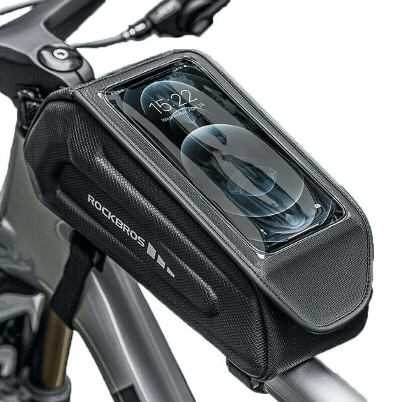 ROCKBROS Bicycle Front Frame Top Tube Handlebar Bike Bag EVA Waterproof Mount Holder Accessories Pouch 1.7L Compatible Phones Under 6.8