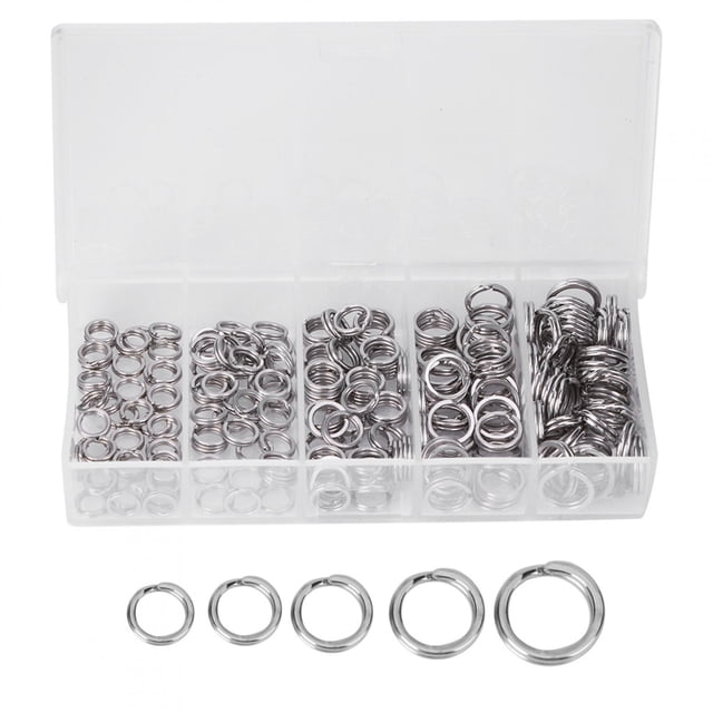 Pesca de acero inoxidable doble anillo dividido 200 Uds señuelo cebos accesorios juego de fundas de plástico