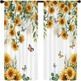 thumbnail image 4 of Yellow Sunflower Country Kitchen Curtain 27.5W X 39L Inch 2 Panel Rod Pocket Rustic Floral Flower Butterfly Farmhouse Over Sink Set Small Short Cafe Tier Window Drapes Bathroom Home Decor, 4 of 6