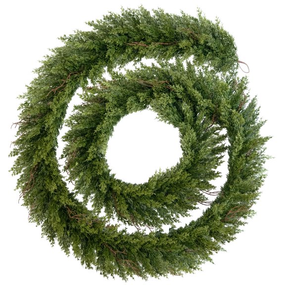 OLIVIVI Artificial Christmas Garland 12FT Tall Faux Plant for Home Decor Indoor Outdoor Fake Lifelike Christmas Cypresses Plants 1 pack