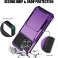 thumbnail image 5 of KOMI for iPhone 13 Pro Case with Card Holder[Store 5 Cards] Dual Layer Heavy Duty Shockproof iPhone 13 Pro Wallet Case with Hidden Card Slot Large Storage Case for iPhone 13 Pro (Purple), 5 of 5