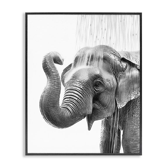 Stupell Industries Contemporary Elephant Bathroom Splash Black Framed Giclee Art, 16 x 20, by Annalisa Latella