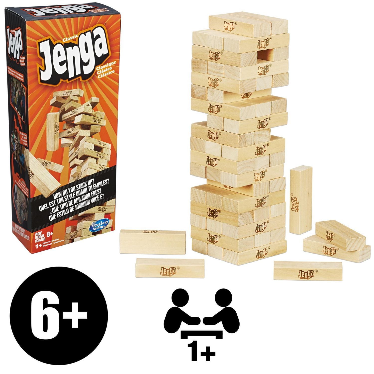 Jenga Game, Party Games for Ages 6+, Family Games for 1+ Players