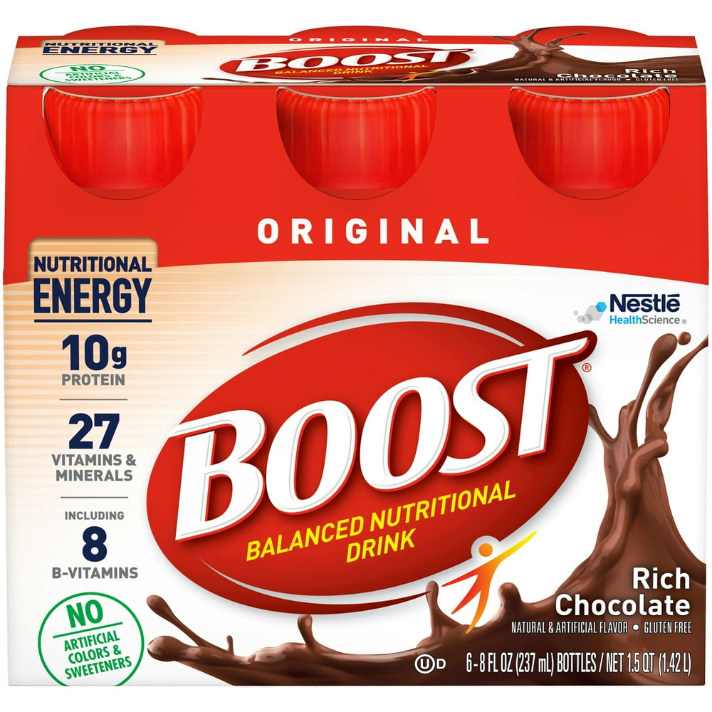 Nestle Boost Original Balanced Nutritional Drink Chocolate 8 oz Bottle