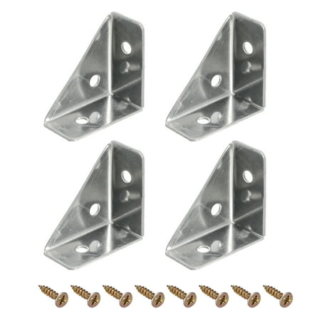 4Pack Angle Corner Brackets 38x38mm Braces Joining Support with Screws Silver