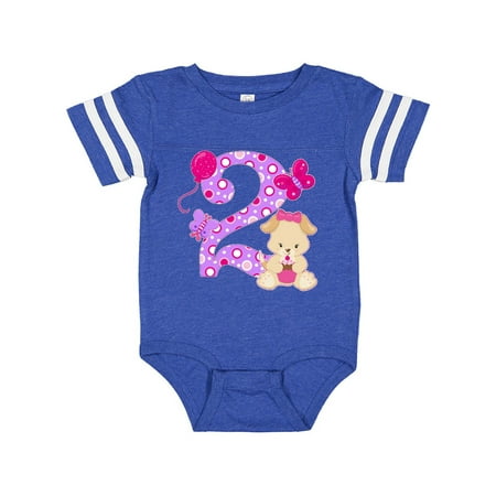 

Inktastic Second Birthday with Cute Puppy and Butterflies Gift Baby Boy or Baby Girl Bodysuit