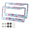 thumbnail image 2 of 2-Pack Aluminum License Plate Frame with 2 Holes for GM License Plate Cover with Free Screws Cute Pink Delicate Flowers, 2 of 8
