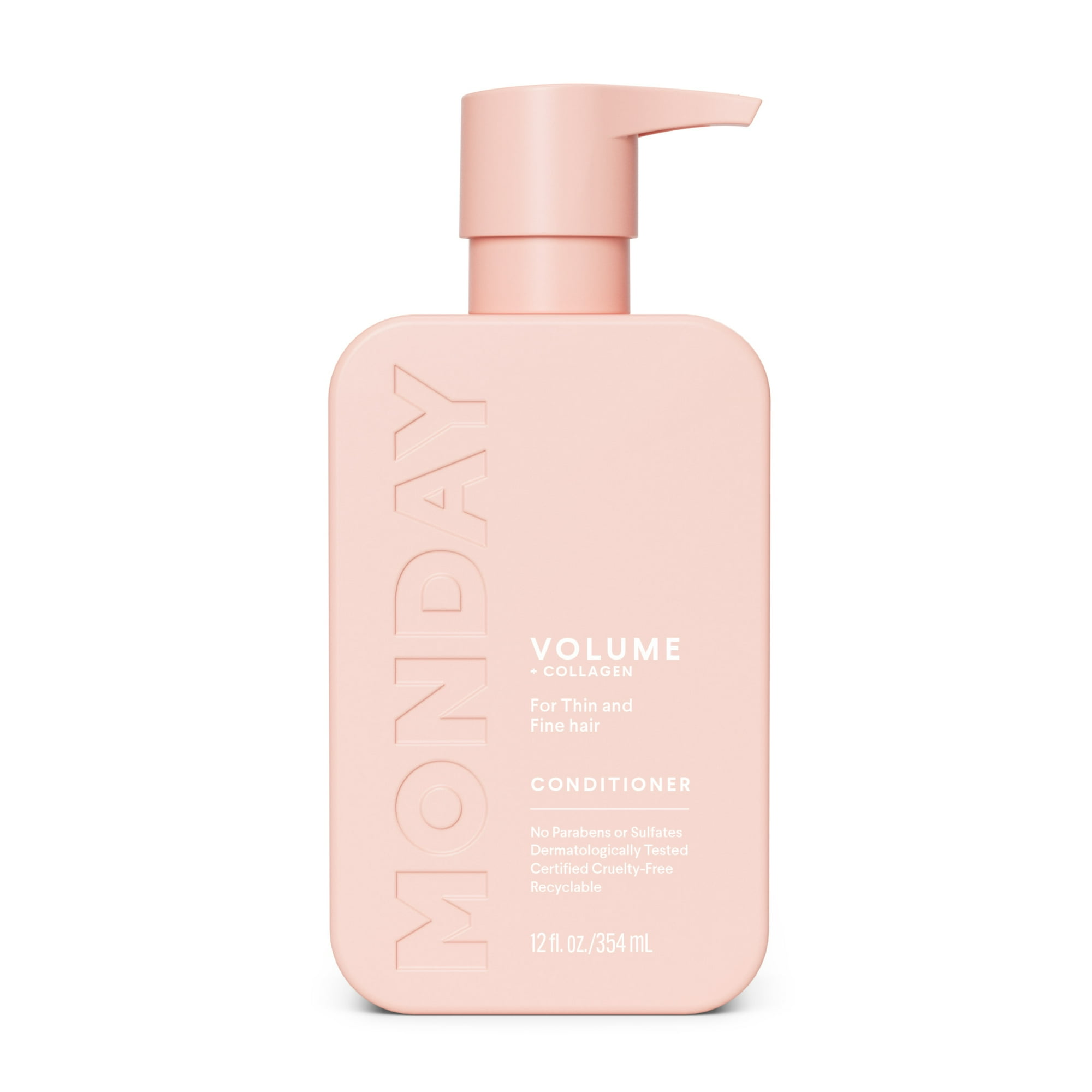 MONDAY Haircare VOLUME Conditioner Plumps Thin Fine Hair, Hydrolyzed Collagen, Coconut Oil, 12 fl oz