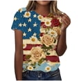 thumbnail image 2 of VKOYWKM 4th of July Shirts for Women American Flag Print Top Patriotic Independence Day Tee Short Sleeve Crew Neck Casual Summer USA Flag Graphic T Shirt, 2 of 5