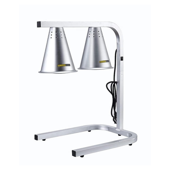 Food Heat Lamp Double Head - Commercial & Home Use - Adjustable Silver Aluminum Warming Lamp with 2 Bulbs - 120V ChefMaid