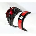 thumbnail image 5 of Matching Skull Rings Couple Ring Gold Plated Red 1CT CZ Women Wedding Ring Set Male Ring, 5 of 7