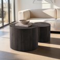 thumbnail image 2 of Tcbosik Nesting Coffee Table Set of 2, Modern Round Coffee Table, Circle Accent Table, End Side Table for Small Space, Living Room, Bedroom, Black Woodgrain, 2 of 8