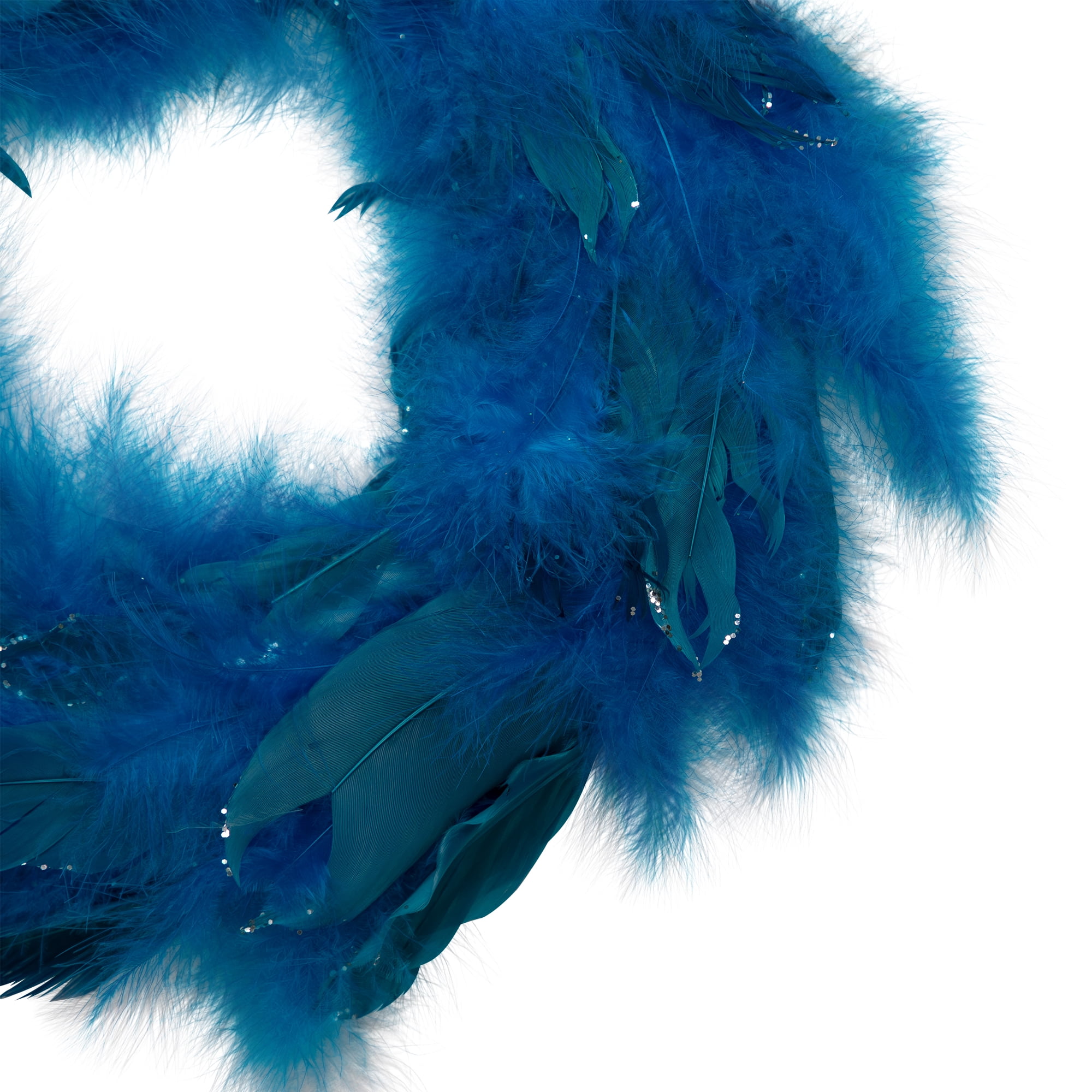 Northlight Two-Tone Feathers Glittered Christmas Wreath - 14.5" - Unlit - Turquoise