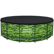 Bestway Steel Pro Max 14x48 Camo Pool Set | Durable Construction, Easy Assembly, and All-Inclusive Accessories - above ground pool set with filter pump, ladder, and pool cover - No Tools Required!
