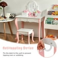 thumbnail image 6 of Gymax Kids Vanity Princess Makeup Dressing Table Stool Set W/ Mirror Drawer White, 6 of 9