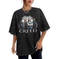 thumbnail image 2 of Creed T-Shirts en Coton Vintage Durables Surdimensionnés Chemise Usée Col Rond Manches Courtes, 2 of 8
