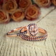 thumbnail image 4 of 2 carat Round Cut Real Morganite Trio Wedding Set Bridal Ring Set Sterling Silver with 18k Gold Plating, 4 of 5