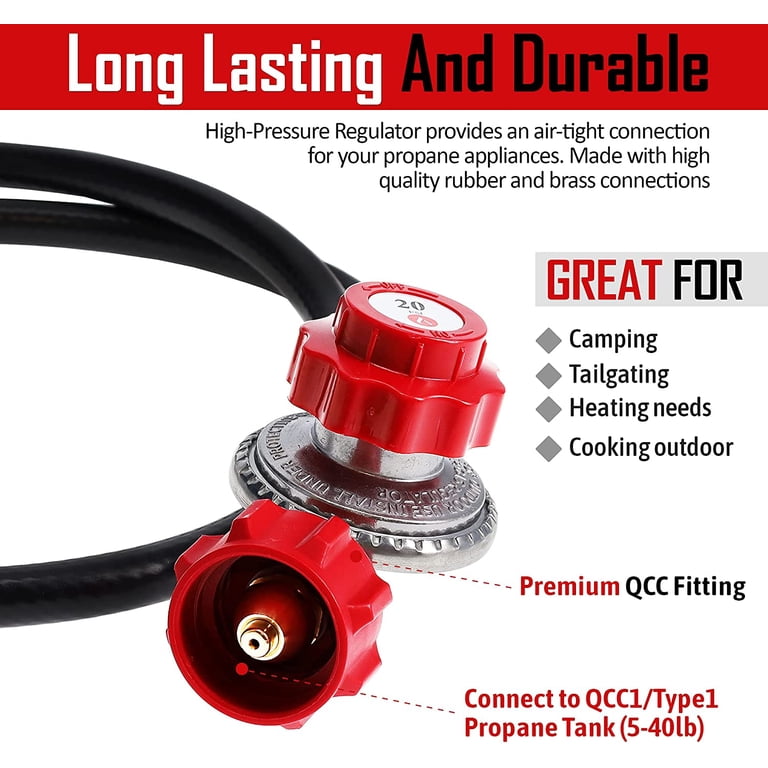 Gas One High-Pressure Propane Regulator, 4-Ft, Adjustable photo 5