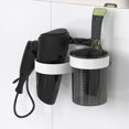 thumbnail image 3 of Soporte para secador de pelo de montaje en pared para baño con organizador de almacenamiento en rack de tazas para el hogar y el hotel (blanco), 3 of 5