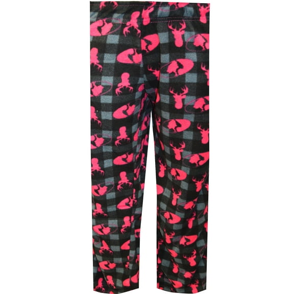 Bronze Eagle Womens Mossy Oak Women's Black and Pink Plaid Fleece Lounge Pant (Small)