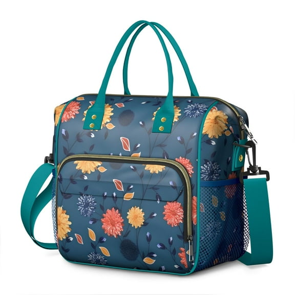 Pioneer Flower Floral Print Pattern Womens Lunch Box for Work,Insulated Large Lunch Bag for Tween and Teen,Loncheras Para Mujer,Leakproof Adult Lunch Bag for Work,Beach,Travel,Picnic,Camping