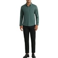 thumbnail image 2 of INSPIRE CHIC Men's Long Sleeve Button Down Solid Color Business Formal Dress Shirt L Green, 2 of 4