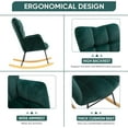 thumbnail image 2 of KINFFICT Velvet Rocking Accent Chair, Uplostered Glider Rocker Armchair for Baby Nursery, Comfy Side Chair for Living Room, Green, 2 of 8