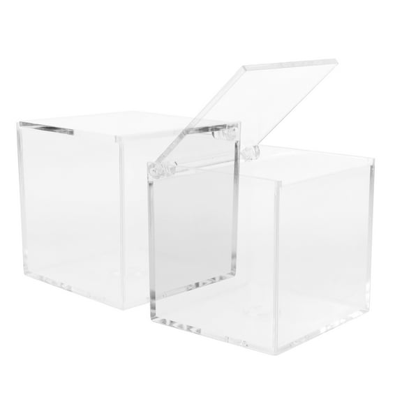 NICEXMAS 2Pcs Clear Acrylic Display Box for Figurine Storage and Handicrafts Collection