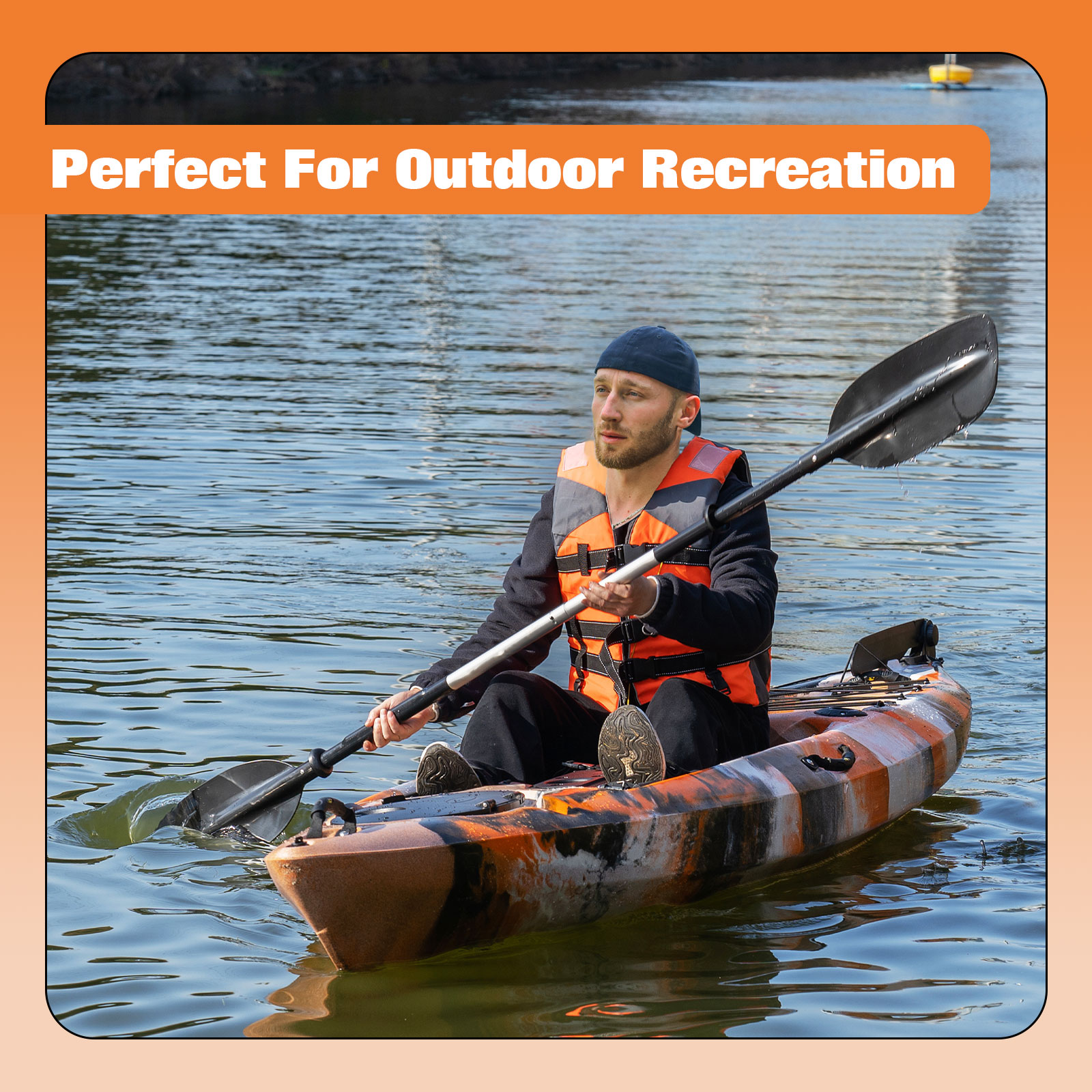 Fishing Kayak 11.9FT Sit On Top Kayak, Includes Paddle, Comfortable Seat, Hard Shell Recreational Ocean Kayak