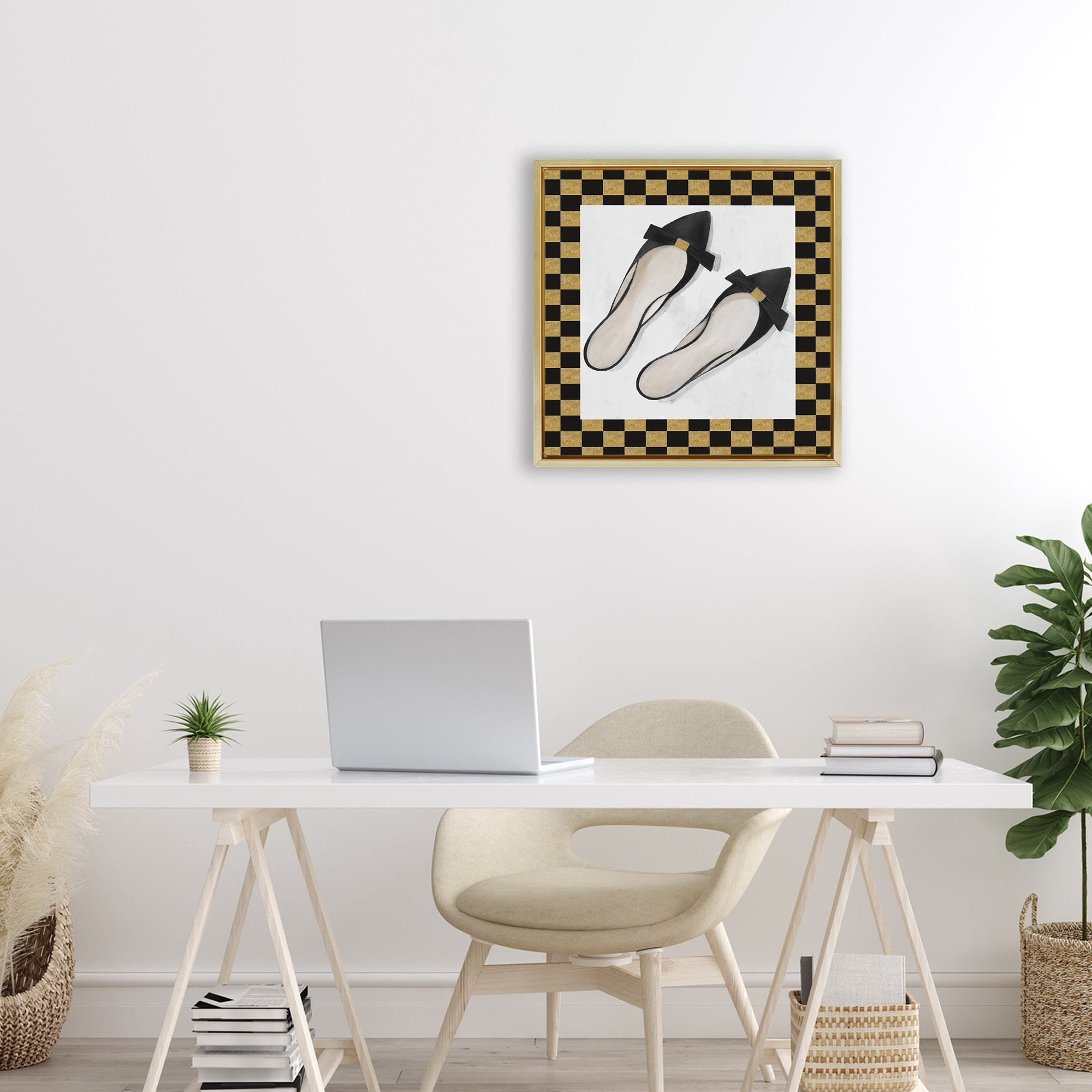 Stupell Industries Sleek Black Sliders Gold Framed Floater Canvas Wall Art, design by Lorenzo Collective