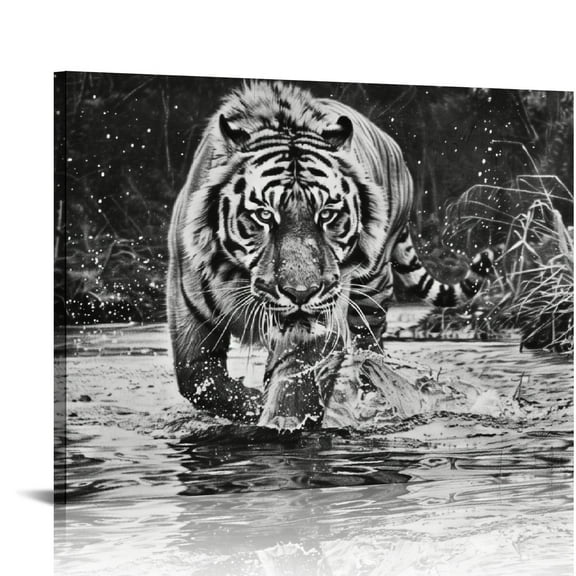 COMIO Animal Tiger Black and White Poster Canvas Wall Art Prints for Wall Decor Room Decor Bedroom Decor Gifts Frame-Style